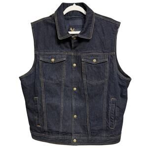 Xelement Denim Motorcycle Vest Men’s 2XL Black Snap Front Mesh Lined Biker EUC